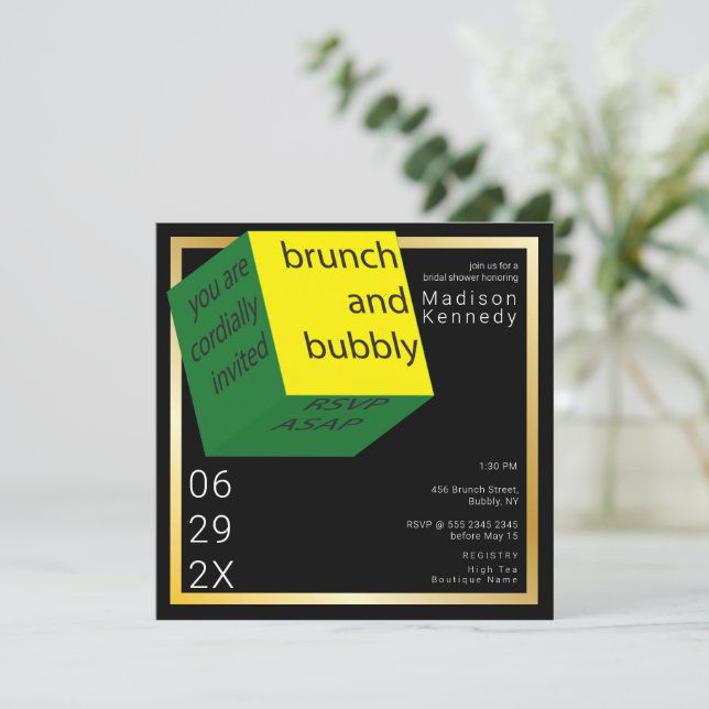 Bridal Shower High Tech Geometric White Cube Fun Invitation (Standing Front)