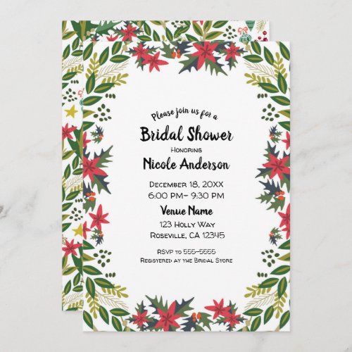 Bridal Shower Holiday Party Whimsical Floral Invitation