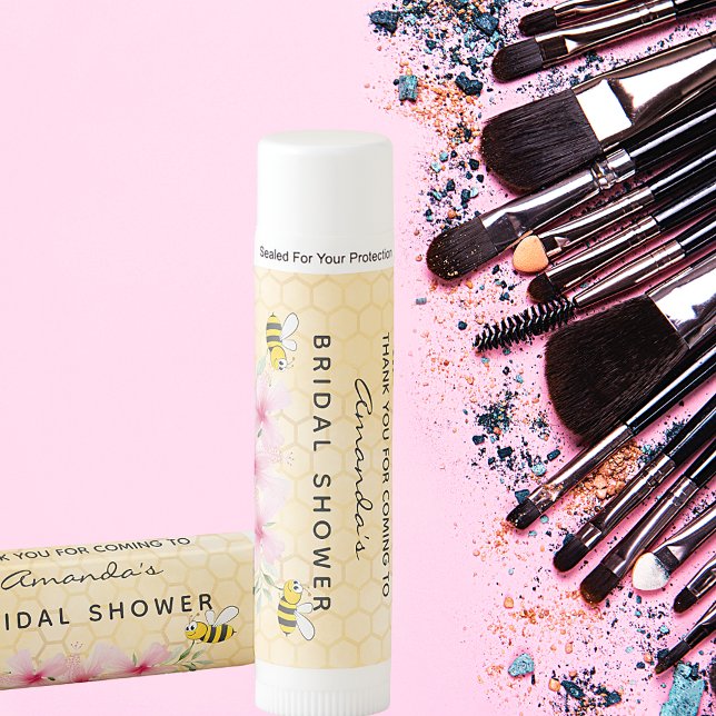Bridal shower honeycomb bees pink flowers lip balm (Creator Uploaded)