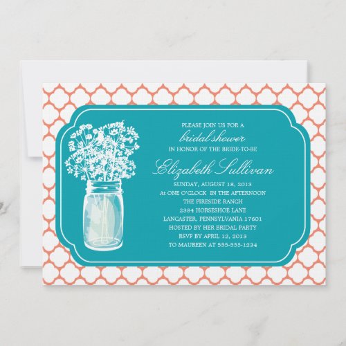 Bridal Shower Honeycomb Mason Jar Wildflowers Invitation