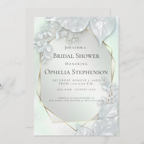 BRIDAL SHOWER  Honeydew Green Pearl Shimmer Invitation