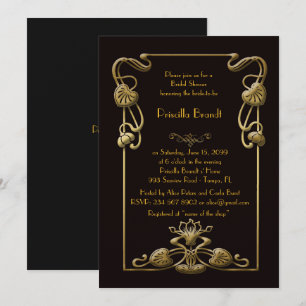 Bridal Shower Honoring, great Gatsby style, black Invitation
