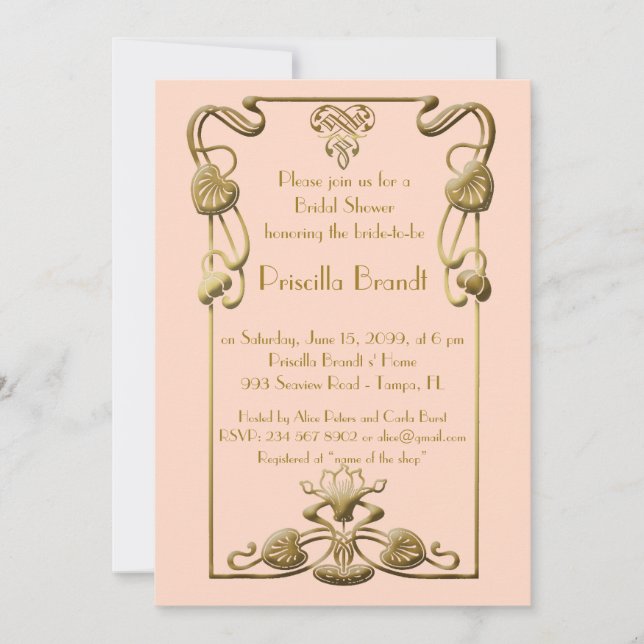 Bridal Shower Honoring, great Gatsby style, pink Invitation (Front)