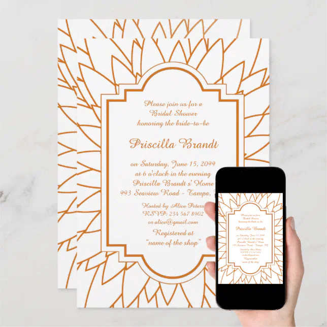 Bridal Shower Honoring, Dahlia style,white Invitation Zazzle