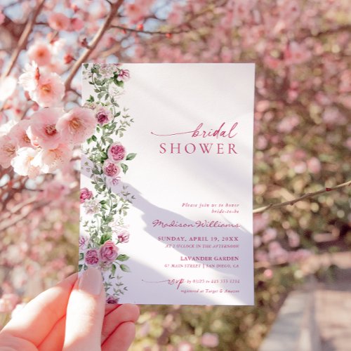 Bridal Shower Hot Pink Botanical Floral  Invitation