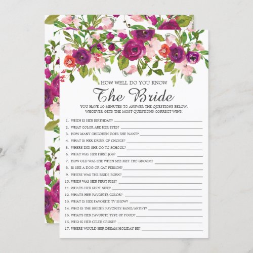 Bridal Shower How Well Do You Know The Bride Game Invitation