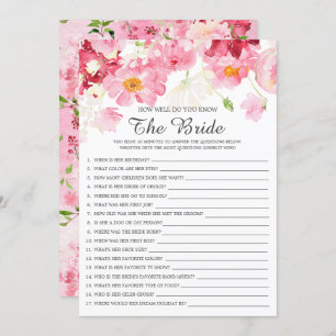 Bridal Shower How Well Do You Know The Bride Game Invitation