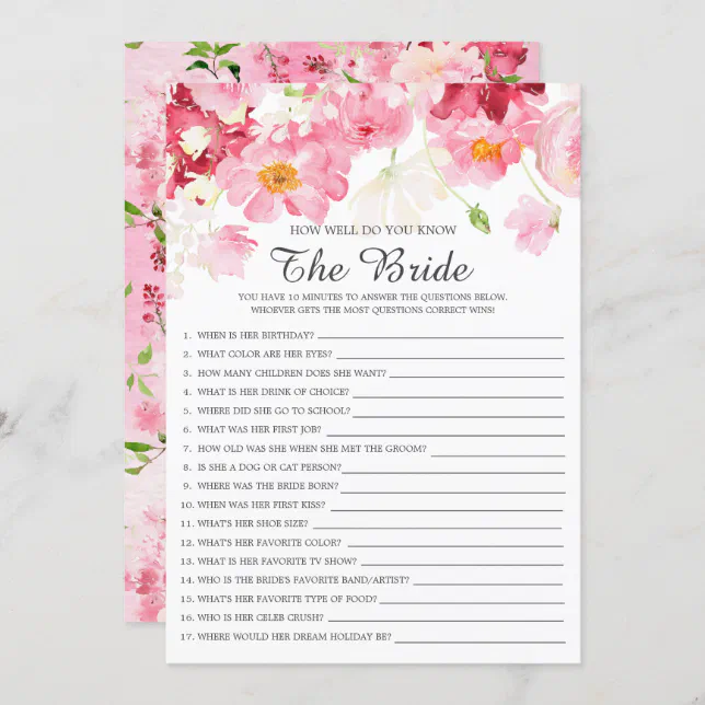 Bridal Shower How Well Do You Know The Bride Game Invitation | Zazzle