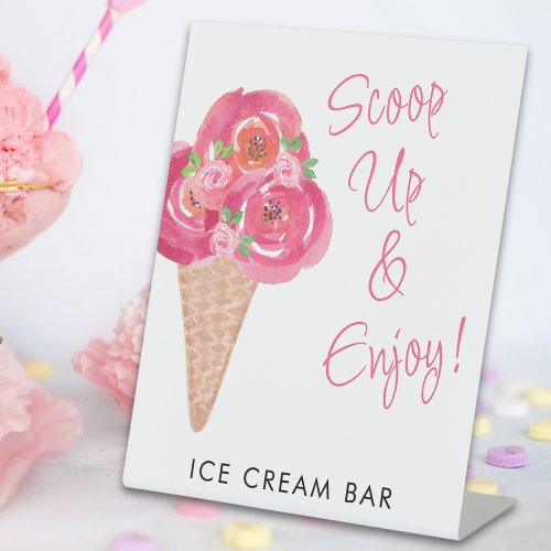 Bridal Shower Ice Cream Bar Pedestal Sign