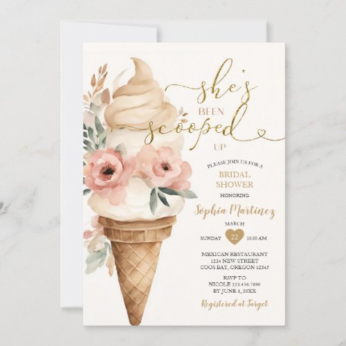 Bridal Shower Ice Cream Shes Been Scooped Up Invitation