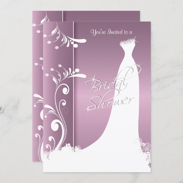 Bridal Shower in a Beautiful Lavender Invitation (Front/Back)
