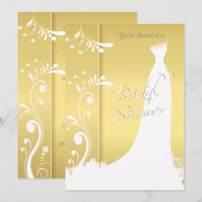 Bridal Shower in a Beautiful Yellow Invitation (Front/Back)