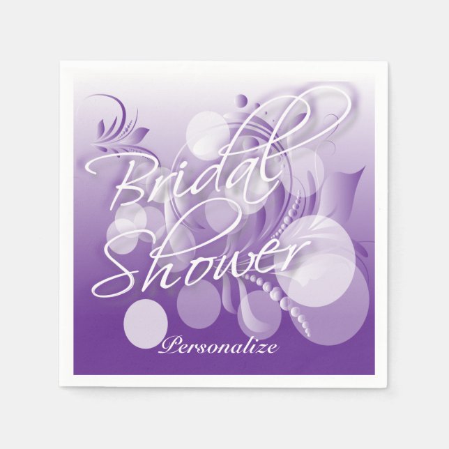 Bridal Shower in a Pretty Purple And White Paper Napkins (Front)
