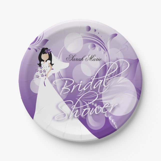 Bridal Shower in a Pretty Purple and White Paper Plates (Front)