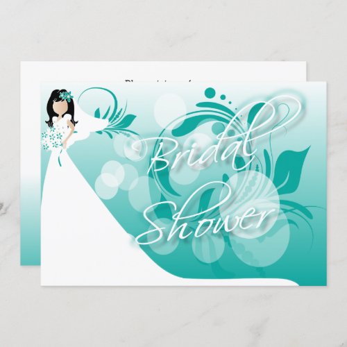 Bridal Shower in a Pretty Turquoise Blue And White Invitation