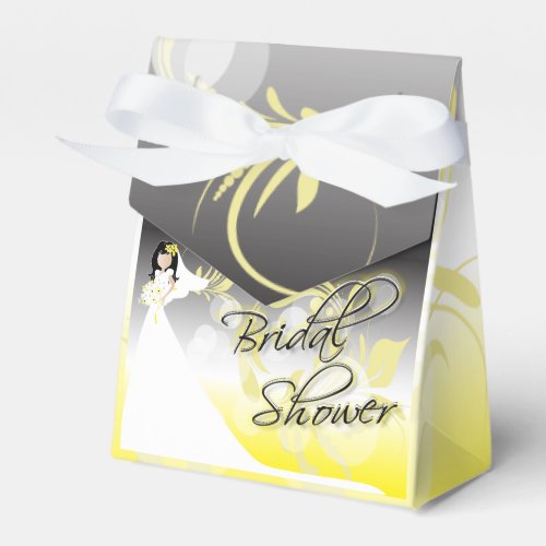 Bridal Shower in a Pretty Yellow Gray And White Favor Boxes
