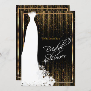 Bridal Shower in Black & Gold Invitation