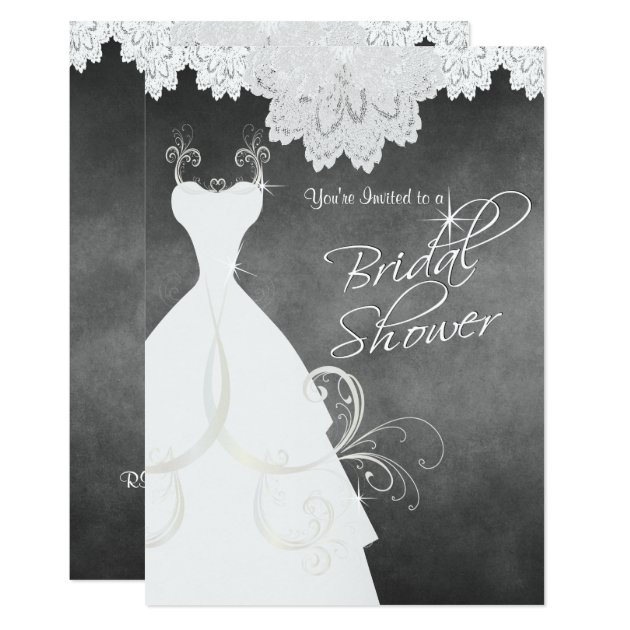 Bridal Shower In Chalkboard & White Lace Invitation
