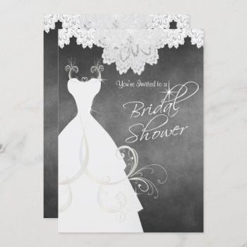 Bridal Shower In Chalkboard & White Lace Invitation by DesignsbyDonnaSiggy at Zazzle