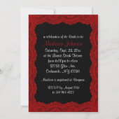 Bridal Shower in Deep Dark Red Lace on Black Invitation (Back)