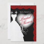 Bridal Shower in Deep Dark Red Lace on Black Invitation (Front)