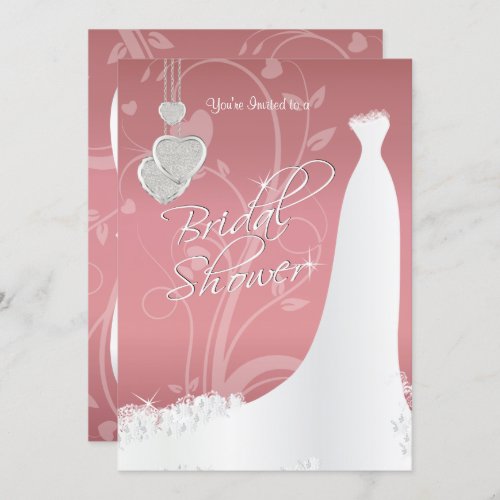 Bridal Shower in Dusty Rose Floral Satin Invitation