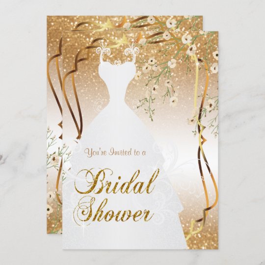 Bridal Shower in Gold Glitter Invitation | Zazzle.com