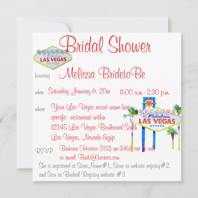 Bridal Shower in Las Vegas Invitation (Front)