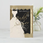 Bridal Shower in Metallic Antique Gold & Lace Invitation (Standing Front)