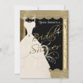 Bridal Shower in Metallic Antique Gold & Lace Invitation (Front)