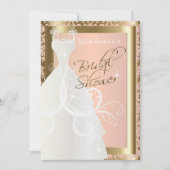 Bridal Shower in Metallic Gold and Pink Rose Invitation (Front)