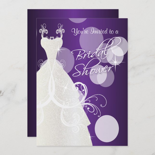 Bridal Shower in Metallic Purple Invitation (Front/Back)