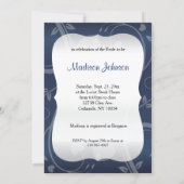 Bridal Shower in Navy Blue Floral Satin Invitation (Back)
