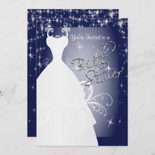 Bridal Shower in Navy Blue Starry Night Invitation