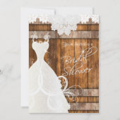 Bridal Shower in Rustic Barn Wood and Lace Invitation (Front)