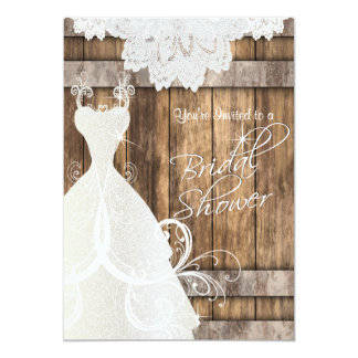 Bridal Shower in Rustic Wood and Lace Card
