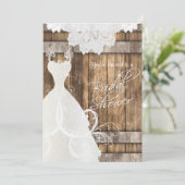 Bridal  👰 Shower in Rustic Wood and Lace  💕 Invitation (Standing Front)
