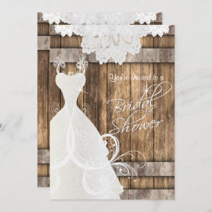 Bridal 👰 Shower in Rustic Wood and Lace 💕 Invitation