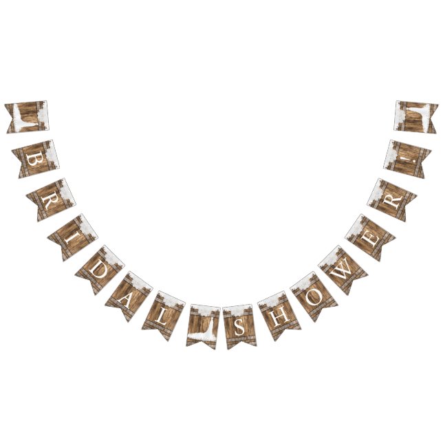 Bridal Shower in Rustic Wood and White Lace Bunting Flags (All)