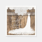 Bridal Shower in Rustic Wood & White Lace Paper Napkins (Front)