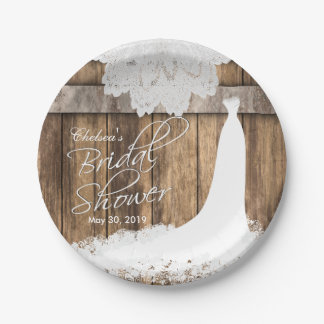 Bridal Shower In Rustic Wood Amp White Lace Paper Plate Bridal Shower In Rustic Wood Amp White Lace Paper Plate