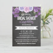 Bridal Shower in Vintage Purple Rose Invitation (Standing Front)
