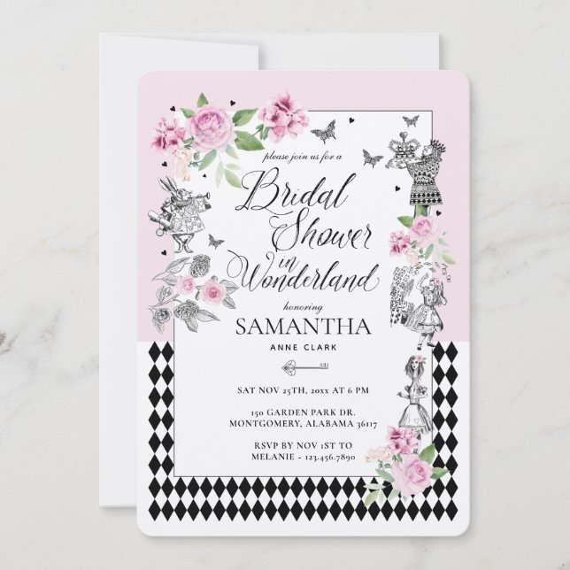 Bridal Shower in Wonderland Chic Floral Fairytale Invitation (Front)