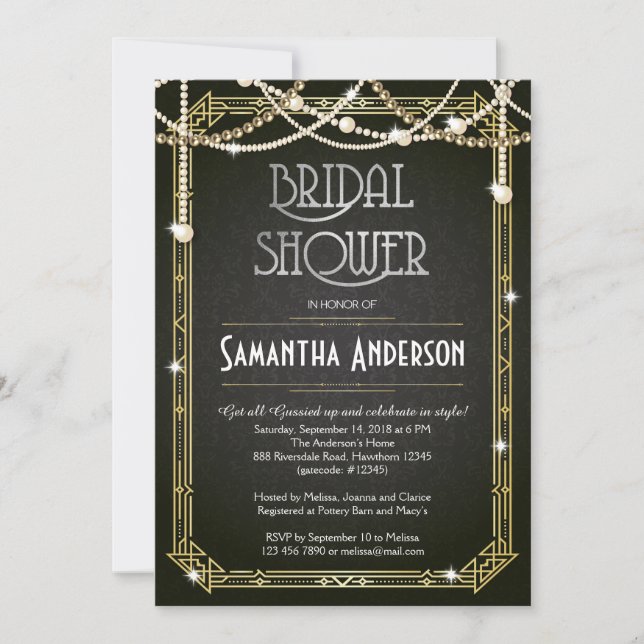 Bridal Shower invitation / Art Deco (Front)