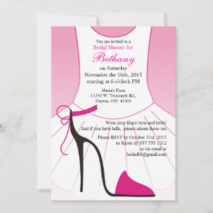Bridal Shower Invitation Ballet High Heels Shoes