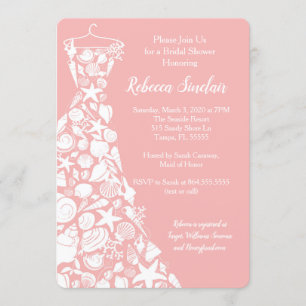 Bridal Shower Invitation, Beach, Sea Shell Dress Invitation