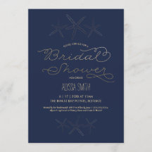 Bridal Shower Invitation - Beach, Starfish, Gold