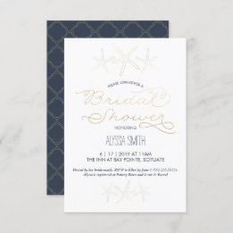 Bridal Shower Invitation - Beach, Starfish, Gold
