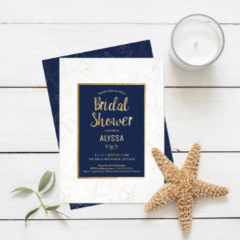 Bridal Shower Invitation  Beachy  Gold Starfish Invitation by GrandviewGraphics at Zazzle