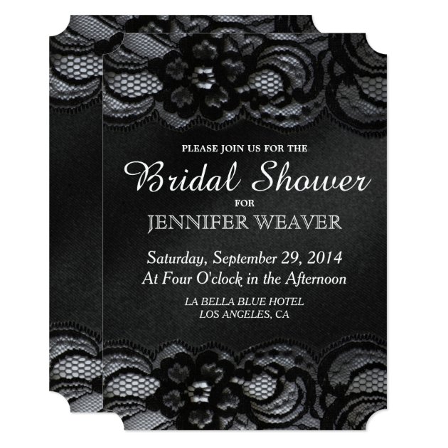 Bridal Shower Invitation Black Lace And Satin